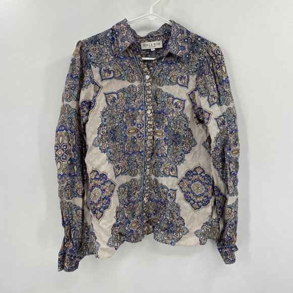 Hale Bobe Button Down Linen Blouse Small - Picture 1 of 10